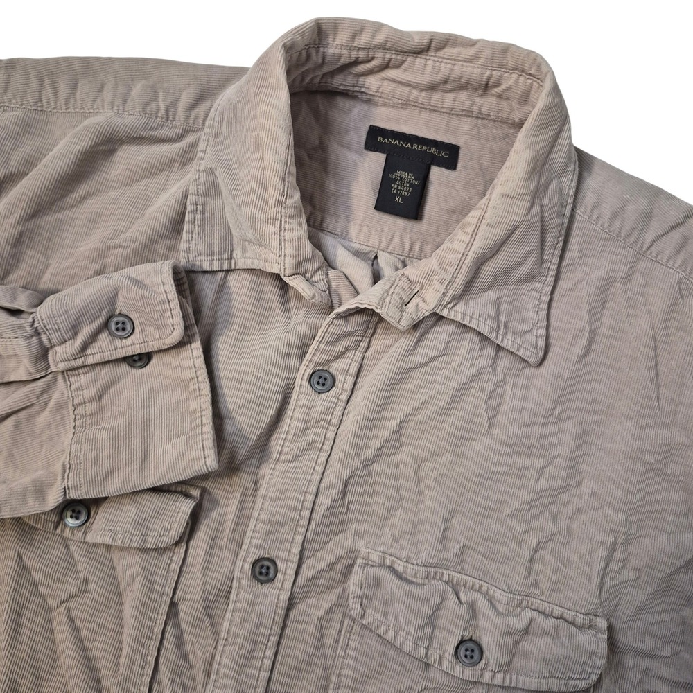Banana Republic‎ Corduroy Shirt Mens XL Tan Long Sleeve Pockets Utility Workwear